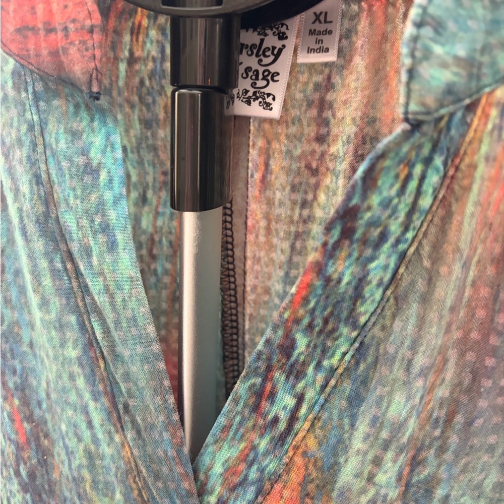 Parsley & Sage artistic tunic, top three-quarter sleeve split V-neck sizeXL ART - Picture 3 of 8
